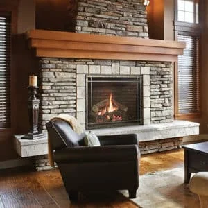 Living room wit fireplace in contemporary home Fireplaces Lensing Building Specialties
