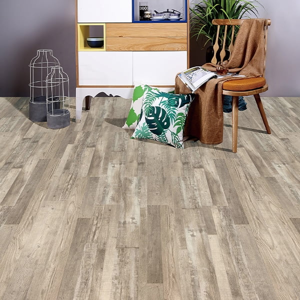 home office with light tan flooring