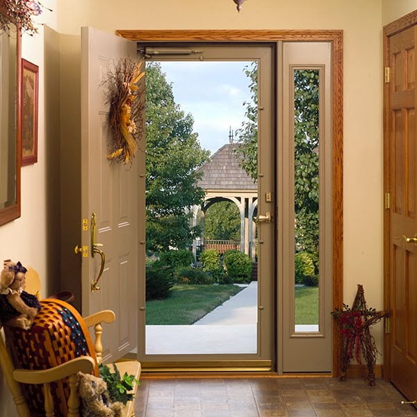 interior view of full glass storm door