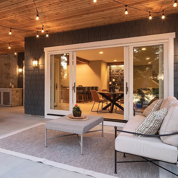 four-pane sliding door on patio