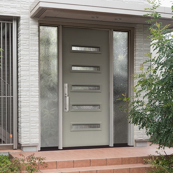 modern steel door on contemporary home