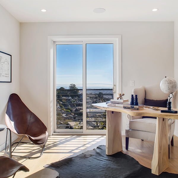 white patio door leading to balcony