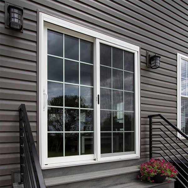 white patio door with divided lites