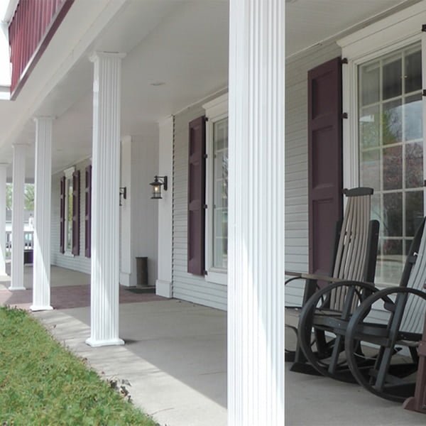 white square aluminum columns on front porch