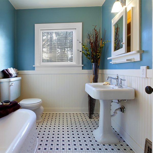 picture window inside a classic-looking bathroom