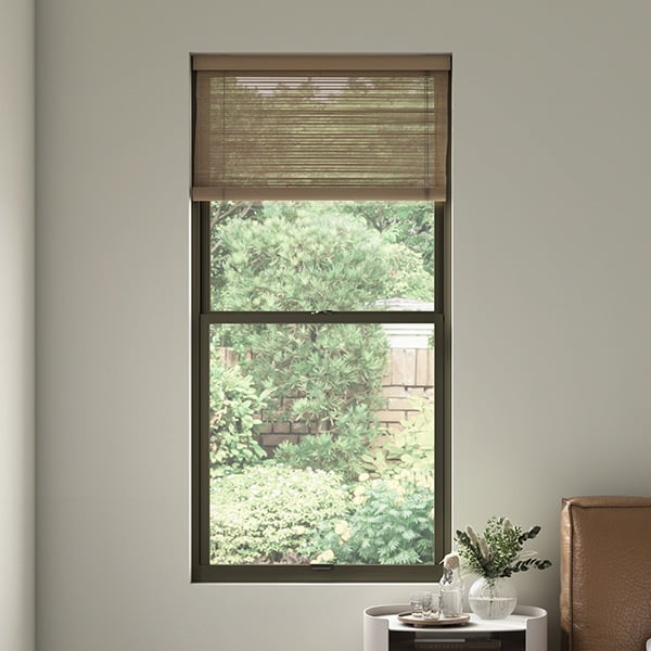 wood single hung window inside bedroom