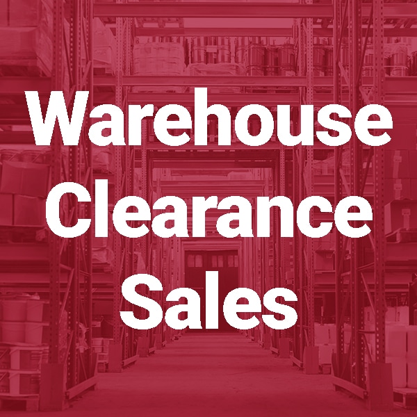 red box with text reading warehouse clearance sales
