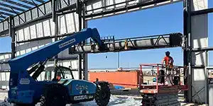 large lift holds equipment in air