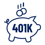 401k line art illustration of a piggy bank