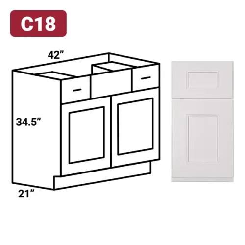 line art of 42 inch vanity with two drawers and doors