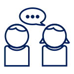 meeting-agenda-templates line art illustration of two avatars with speech bubble