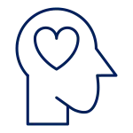 line art of skull with heart inside
