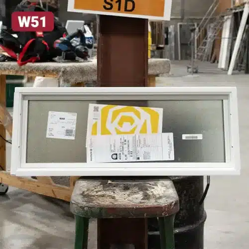 white vinyl casement window with privacy glass
