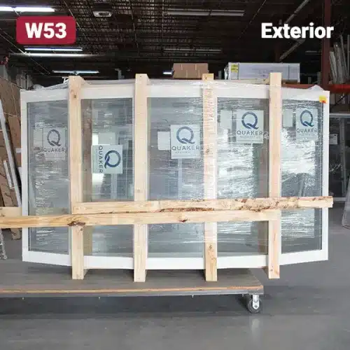 exterior shot of bow window in shipping racking